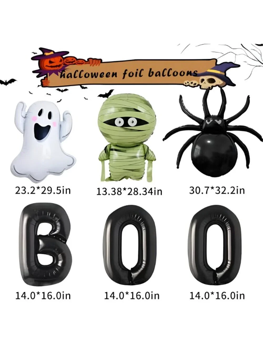 9Pcs Halloween Balloon Halloween Black Boo Balloons Set